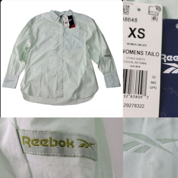 NEW SPF REEBOK OVERSIZED MINT LONG SLEEVE PERFORMANCE GOLF SUN SHIRT 4 6 NWT - Picture 1 of 13